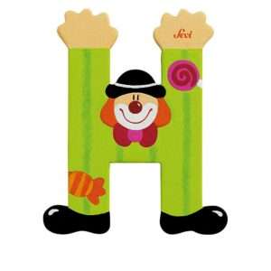 Trudi Sevi 81744- Letteraa H In Legno A Forma Di Clown Verde 9 Cm Decorazione