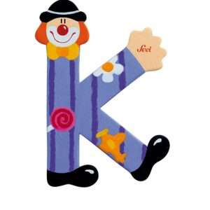 Trudi Sevi 81747 - Letteraa K In Legno A Forma Di Clown Viola 8 Cm Decorazione