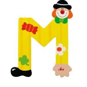 Trudi Sevi 81749 - Letteraa M In Legno A Forma Di Clown Giallo 9,5 Cm Decorazione
