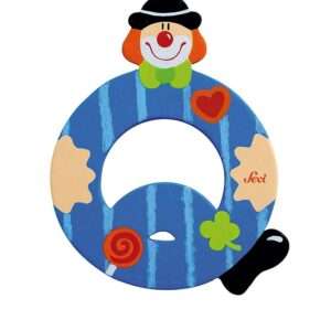 Trudi Sevi 81753 - Letteraa Q In Legno A Forma Di Clown Blu 9,5 Cm Decorazione