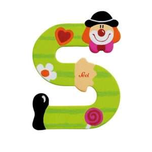 Trudi Sevi 81755 - Letteraa S In Legno A Forma Di Clown Verde 8 Cm Decorazione