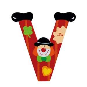 Trudi Sevi 81758 - Letteraa V In Legno A Forma Di Clown Rosso 9 Cm Decorazione
