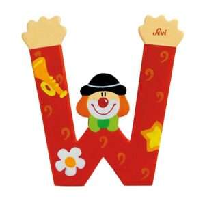 Trudi Sevi 81759 - Letteraa W In Legno A Forma Di Clown Rosso 9,5 Cm Decorazione