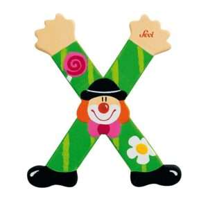 Trudi Sevi 81760 Lettera X In Legno A Forma Di Clown Verde 9,5 Cm Decorazione