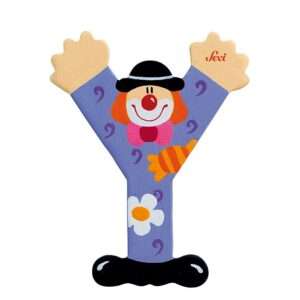 Trudi Sevi 81761 - Letteraa Y In Legno A Forma Di Clown Viola 9,5 Cm Decorazione