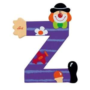 Trudi Sevi 81762 - Letteraa Z In Legno A Forma Di Clown Viola 9,5 Cm Decorazione