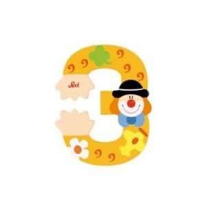 Trudi Sevi 82213 - Numero 3 in legno a forma di Clown 8 cm Decorazione