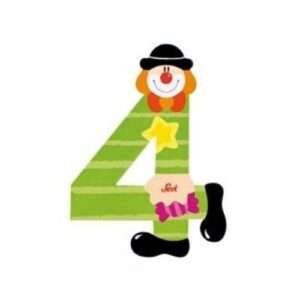 Trudi Sevi 82214 - Numero 4 in legno a forma di Clown 9,5 cm Decorazione