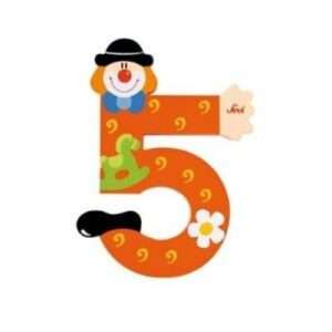 Trudi Sevi 82215 - Numero 5 in legno a forma di Clown 9,5 cm Decorazione