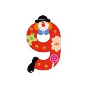 Trudi Sevi 82219 - Numero 9 in legno a forma di Clown 9 cm Decorazione