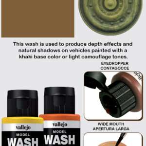 VALLEJO MODEL WASH DARK KHAKI GREEN 76520 COLORI VALLEJO