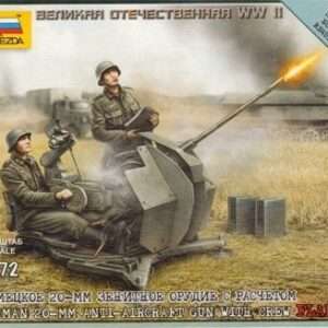 Zvezda Z6117 GERMAN 20 mm ANTI AIRCRAFTGUN  W/2 CREW KIT 1:72 Modellino