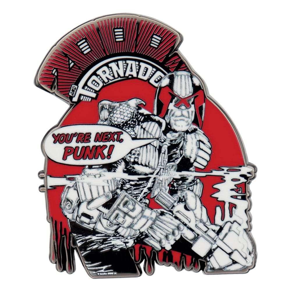 2000 Ad Spilla Badge Judge Dredd You're Next Punk Edizione Limitata Fanattik
