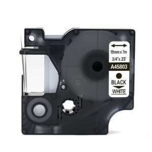 Nastro Compatibile (19mm x 7mt) Nero/Bianco