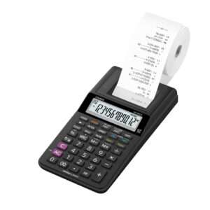 Mini calcolatrice scrivente HR-8RCE-BK con batteria, adattatore AC opzionale nero - HR-8RCE-BK-W