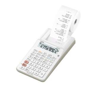 Mini calcolatrice scrivente HR-8RCE-WE con batteria, adattatore AC opzionale bianco - HR-8RCE-BK-W