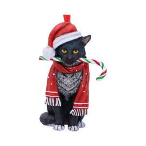 CANDY CANE CAT HANGING ORNAMENT Decorazioni Natalizie Nemesis Now