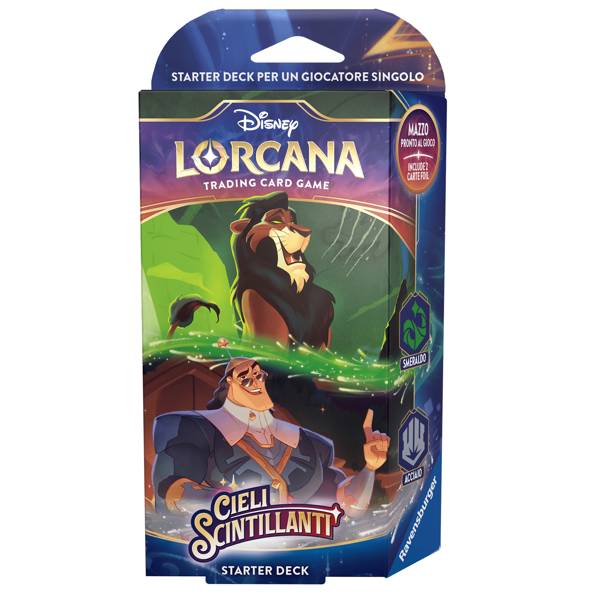Disney Lorcana Cieli Scintillanti Starter Deck Smeraldo/Acciaio ITA Ravensburger
