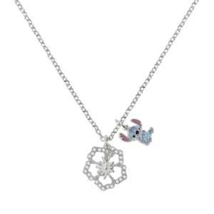 Disney Collana Stitch e Fiore Argento Placcato - Peers Hardy Group