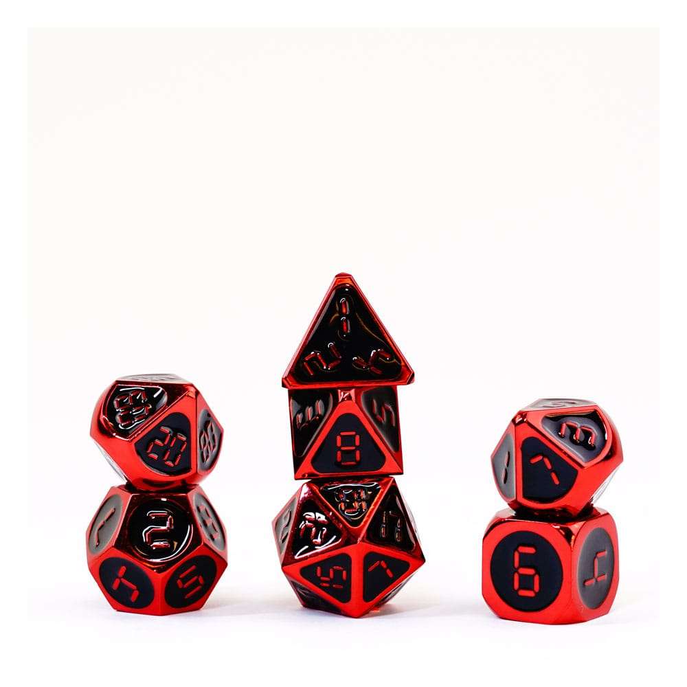 Fanroll Dice Set Red Con Black Enamel (7) Fanroll