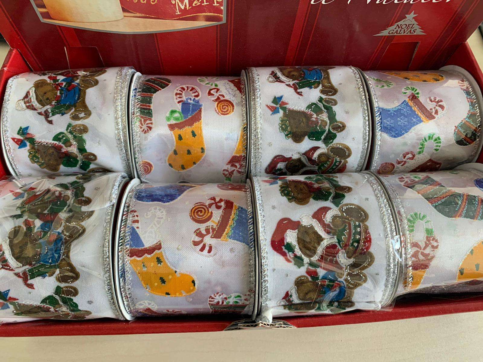 GALVAS NASTRO BIANCO NATALE PER DECORAZIONE ASSORTITI ADDOBBI NATALE