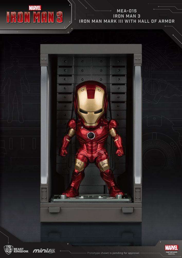 Iron Man 3 Statua Sala Delle Armature Mark Iii Figura 8cm Mini Uova Beast Kingdom