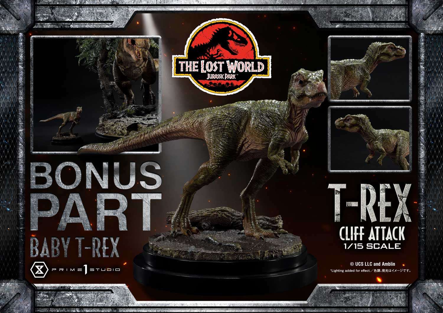 JP LOST WORLD T-REX CLIFF ATTACK BONUS STATUA PRIME 1 STUDIO