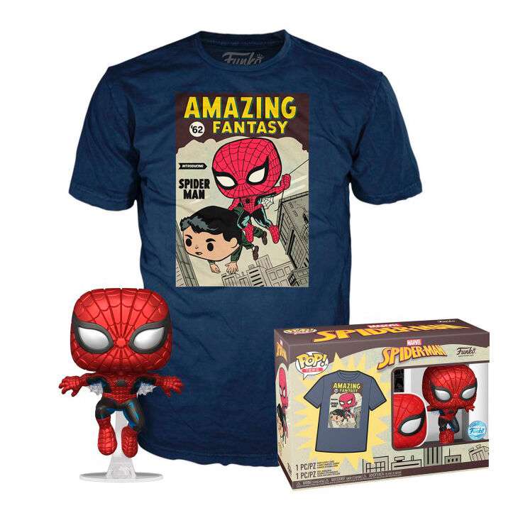 Marvel Set Figura Pop & T-shirt Spiderman Comic Cover Funko Taglia L
