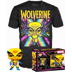 Marvel Set Figure Pop e T-Shirt Wolverine Black Light 9 Cm Tg XL Funko