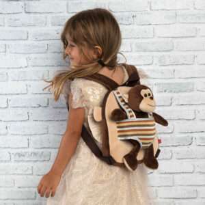 Max Monkey Reversible Zaino Con Peluche 25cm Perletti