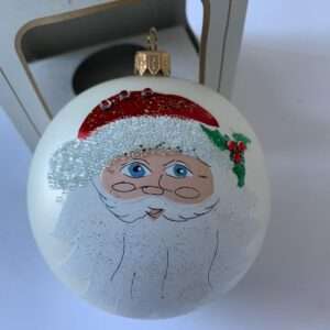 PALLINA CON BABBO NATALE DIPINTA A MANO 10 CM ADDOBBI NATALE