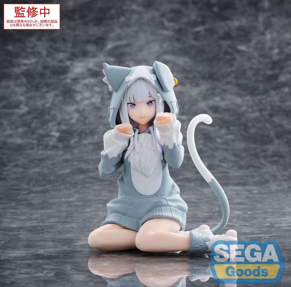 Re:zero Starting Life In Another World Yumemirize Pvc Statua Emilia Mofumofu Pack 11 Cm Sega