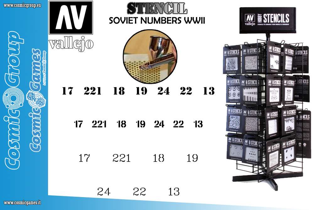 STENCIL STAFV003 SOVIET NUMBERS WWII ACCESSORI PER MODELLISMO VALLEJO VALLEJO