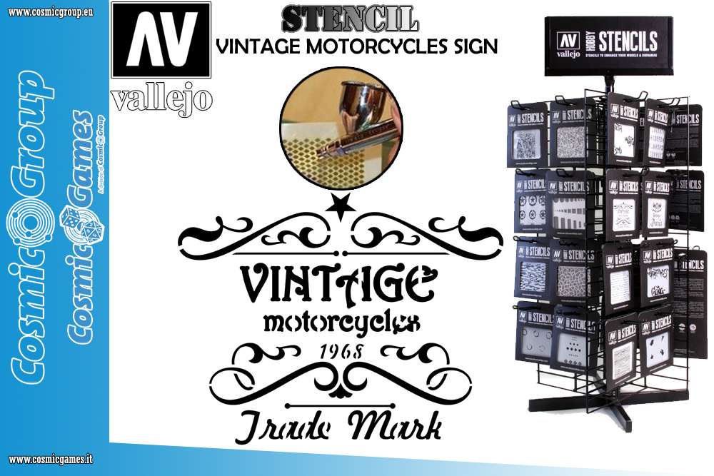 STENCIL STLET005 VINTAGE MOTORCYCLES SIG ACCESSORI PER MODELLISMO VALLEJO VALLEJO