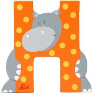 Trudi Sevi 81608 - Letteraa H Hippopotamus In Legno Arancione 7,5 Cm Decorazione