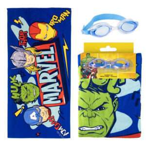 Marvel Avengers Asciugamano + Swimming Goggles Set Cerdà