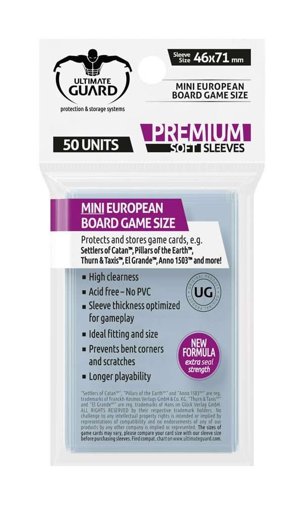 Ultimate Guard Premium Soft Sleeves For Gioco Da Tavolo Cards Mini European (50) Ultimate Guard