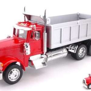 Welly WE39944R PETERBILT 379 DUMP TRUCK RED/GREY 1:32 Modellino