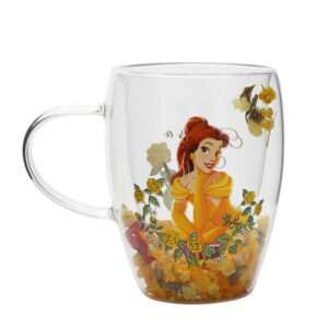 Disney Princess Belle floral decorative glass mug Widdop & Co