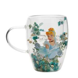 Disney Princess Cinderella floral decorative glass mug Widdop & Co