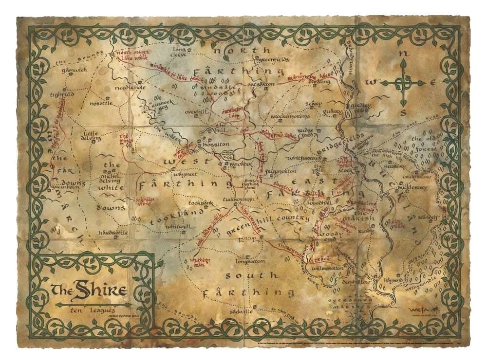 Lo Hobbit Art Print Map Of The Shire 74 X 54 Cm Weta Workshop