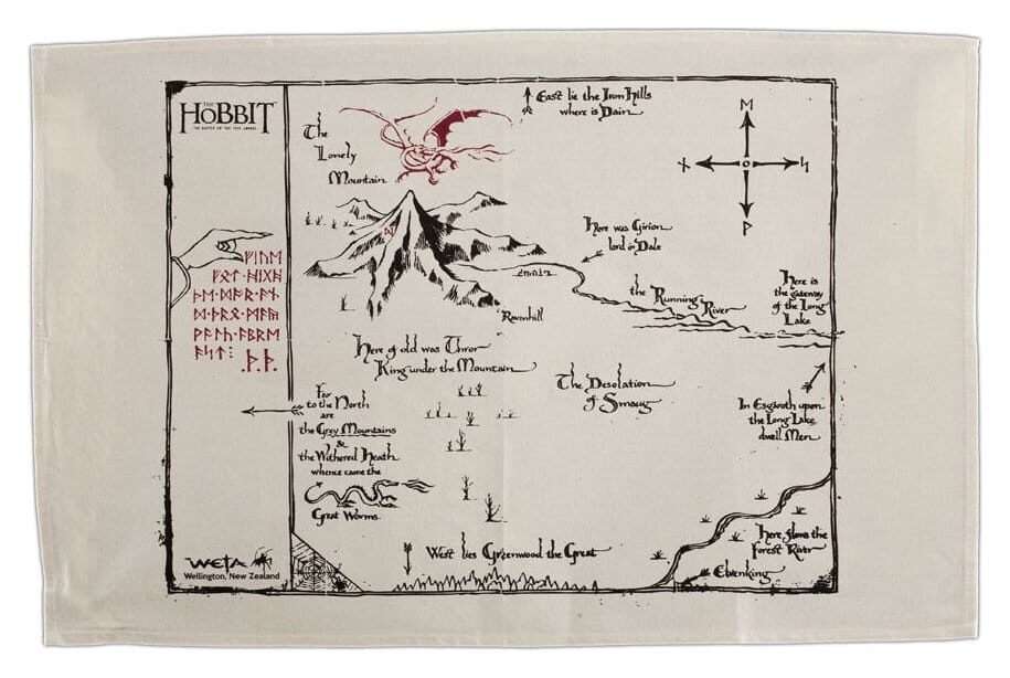 Lo Hobbit Tea Asciugamano Thorins Map 72 Cm Weta Workshop