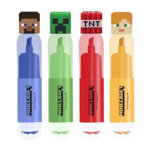 Minecraft pack with 4 highlighters with stamp Kids Licensing