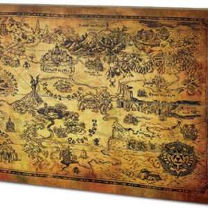 PYRAMID INTERNATIONAL LEGEND OF ZELDA HYRULE MAP WOOD PRINT STAMPA SU LEGNO
