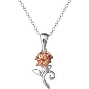 Disney Beauty and the Beast Rose sterling silver necklace Peers Hardy
