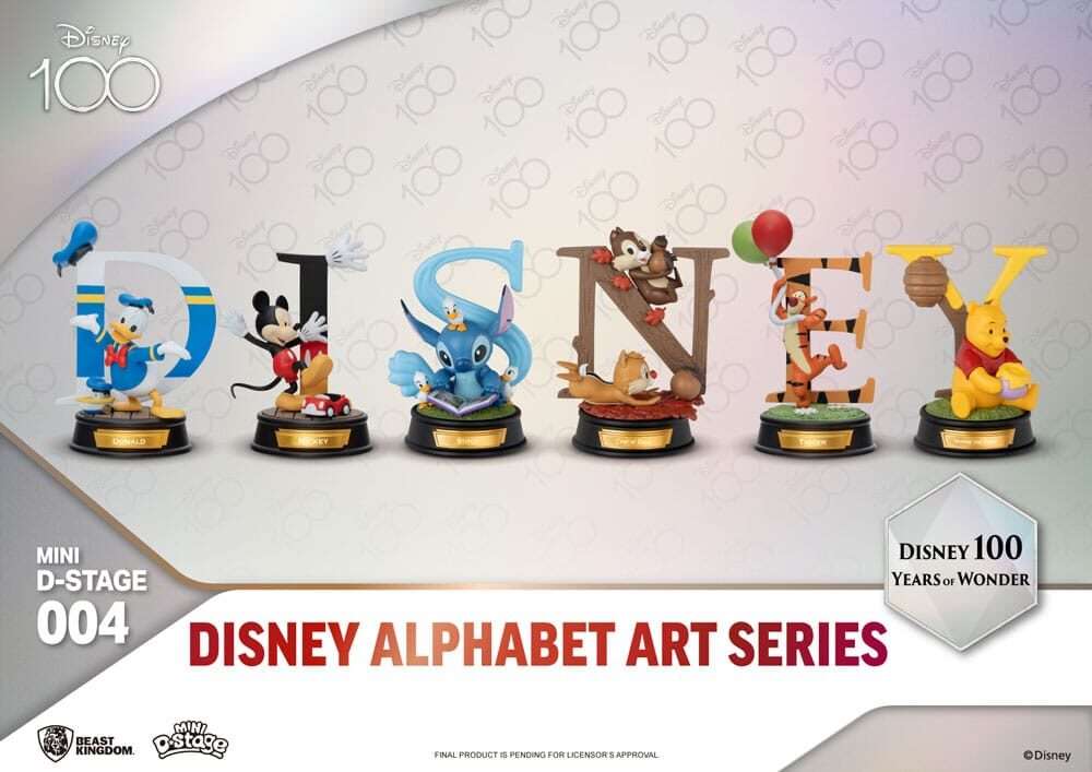 Disney Mini Diorama Stage Statuas 6-pack 100 Years Of Wonder-disney Alphabet Art 10 Cm Beast Kingdom Toys