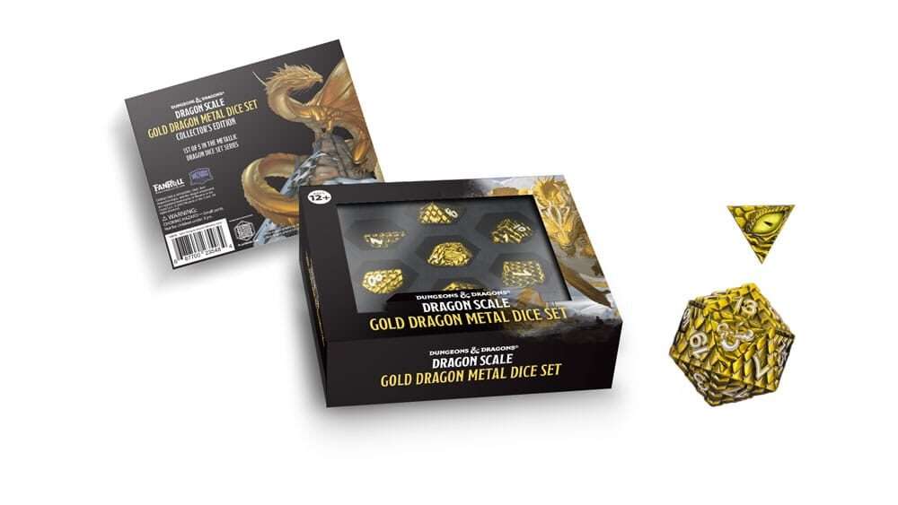 Dungeons & Dragons Premium Metal Dice Set Dragon Scale Gold (7) FanRoll