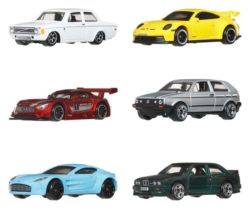 Hot Wheels Silver Series Die-Cast Vehicle 6-Pack 1/64 Euro Style Mattel