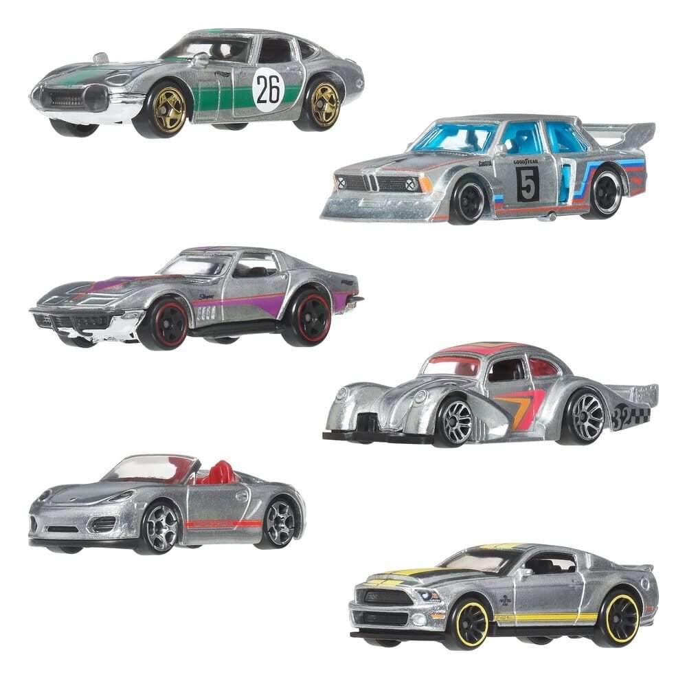 Hot Wheels Silver Series Die-Cast Vehicle 6-Pack 1/64 ZAMAC Mattel