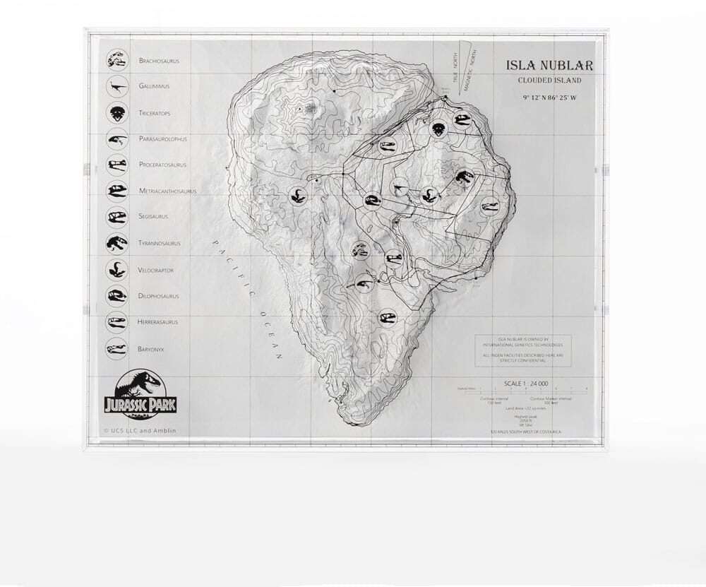 Jurassic Park Topographic Map Isla Nublar Toynami